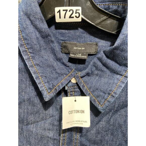 Cotton On Men - Brooklyn Long Sleeve Shirt - Dark indigo Large Blue - Picture 5 of 6